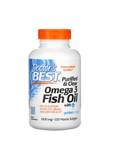 Doctor's Best Purified & Clear Omega 3 Fish Oil with Goldenomega 1000 mg 120 Marine Softgels  - Image 1