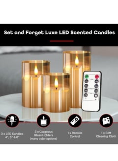 AIMARS 3-Piece Colour Changing Flameless Candle Set Gold  - Image 3