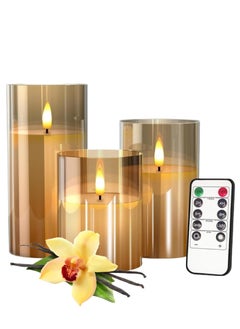 AIMARS 3-Piece Colour Changing Flameless Candle Set Gold  - Image 1