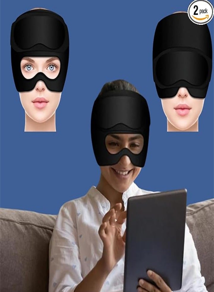 2-in-1 Headache Relief Hat with Hot and Cold Therapy - Black Set (Migraine Hat and Cooling Gel Relief Sleep Mask for Stress, Pressure, Puffy Eyes Pain Relief) - Image 1