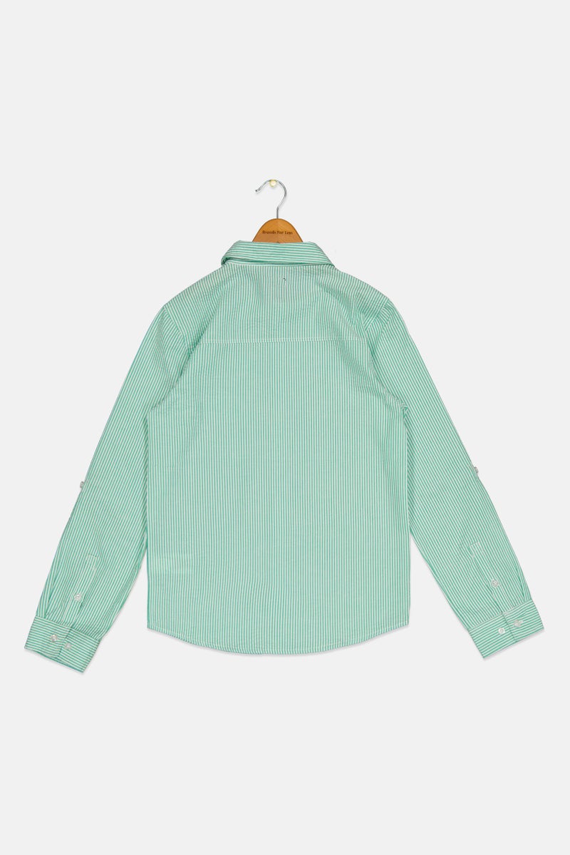 DKNY Kids Girl Striped Long Sleeve Shirt, Multicolor - Image 2