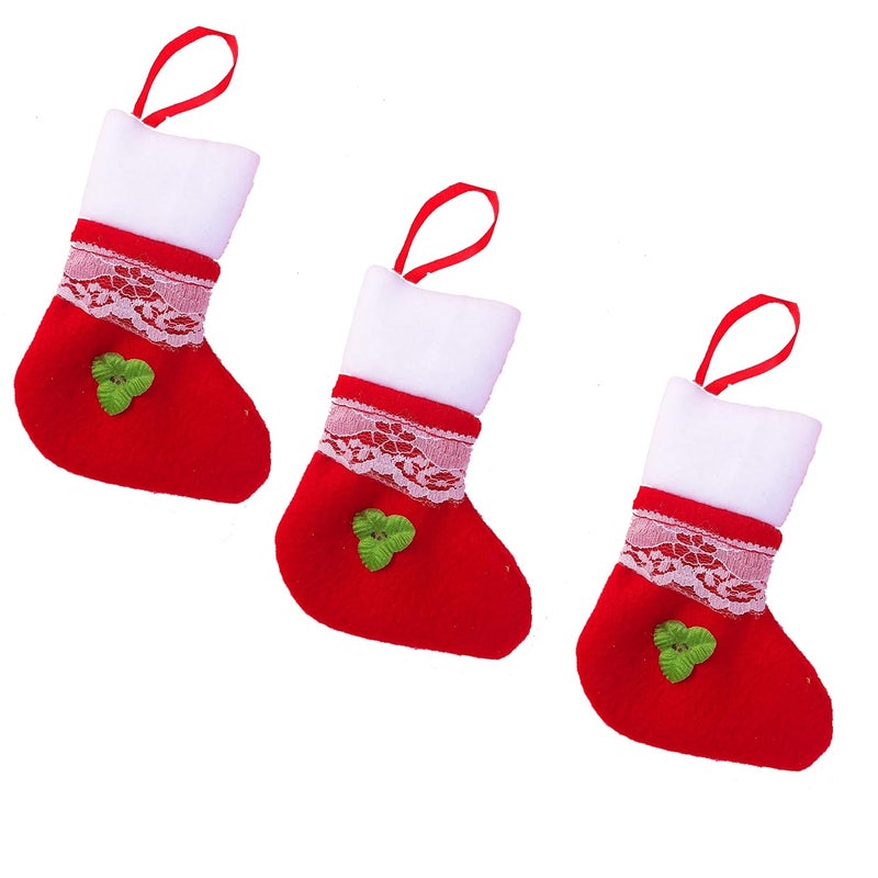 Forty Wings Forty Wings Set of 3 Red Santa Claus Socks Stocking Tree Hanging Ornaments Baubles Pendent Christmas Xams Decoration and Christmas Craft