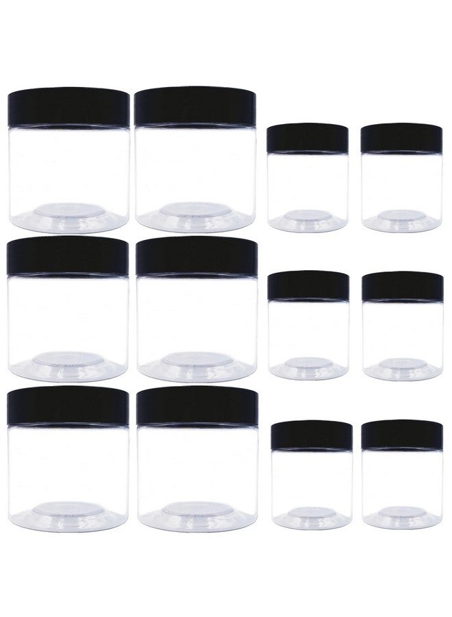 hodooly 8 Oz Plastic Containers With Lids And 4Oz Small Containers With Lids (Set Of 12) Plastic Jars With Lids Cosmetic Jar For Body Butter, Bath Salt, Slime And Beauty Product - Image 1