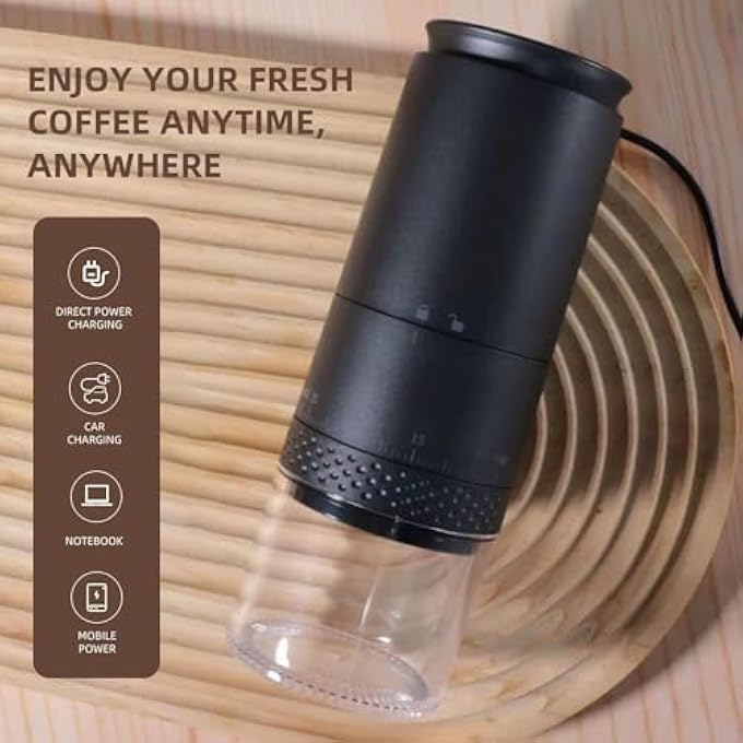 NALACAL Electric Conical Burr Coffee Grinder Rechargeable Small Bean  With 38 Adjustable Grind Settings Compact Cordless Travel Grinder For EspressoCold BrewPour OverFrench Press Black - Image 2