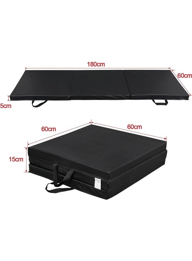 L&E Foldable Gymnastics Gym Exercise Aerobics Mat,PU Leather Tumbling Mat with Hook & Loop Fastener for Stretching Yoga Cheerleading Martial Arts-Versatile Fitness Mat for Home - Image 2