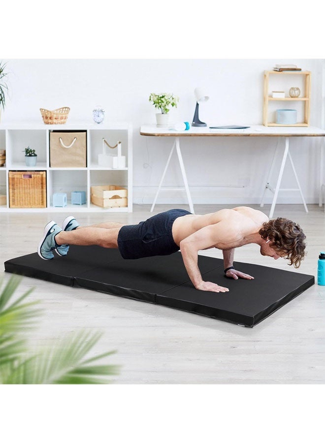 L&E Foldable Gymnastics Gym Exercise Aerobics Mat,PU Leather Tumbling Mat with Hook & Loop Fastener for Stretching Yoga Cheerleading Martial Arts-Versatile Fitness Mat for Home - Image 3