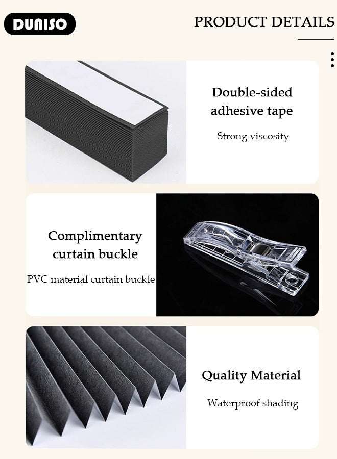 Temporary Paper Blinds for Windows, No Drilling Self Adhesive Blackout Curtains, Easy to Cut Pleated Window Blinds Cordless for Indoor Windows, Waterproof Window Shades for Bedroom, Kithen, Bathroom and Office