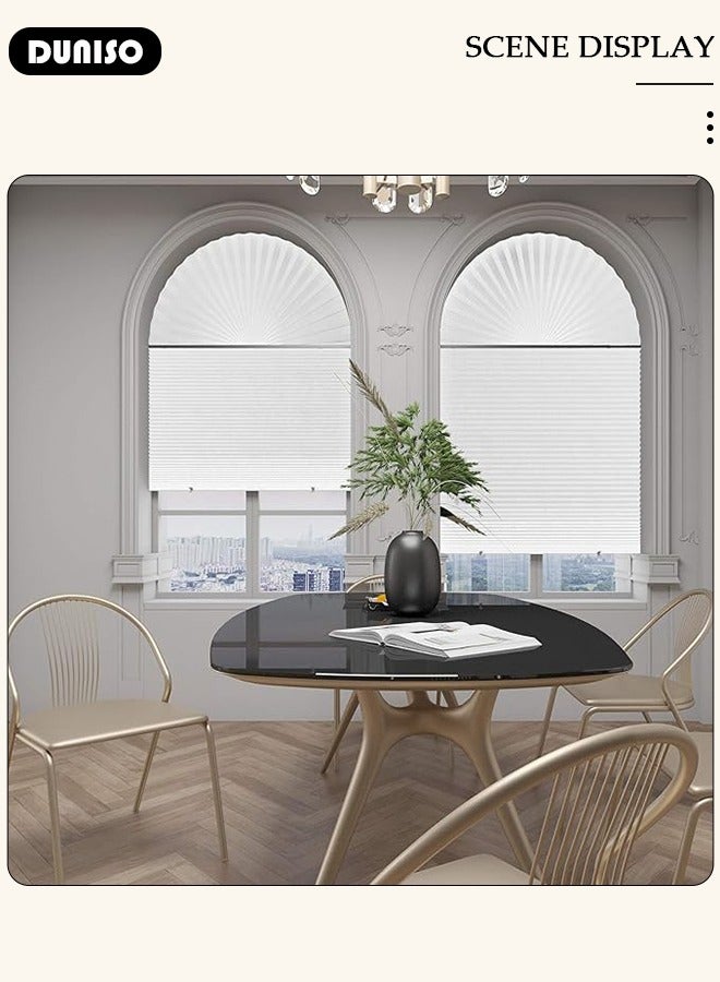 Temporary Paper Blinds for Windows, No Drilling Self Adhesive Blackout Curtains, Easy to Cut Pleated Window Blinds Cordless for Indoor Windows, Waterproof Window Shades for Bedroom, Kithen, Bathroom and Office