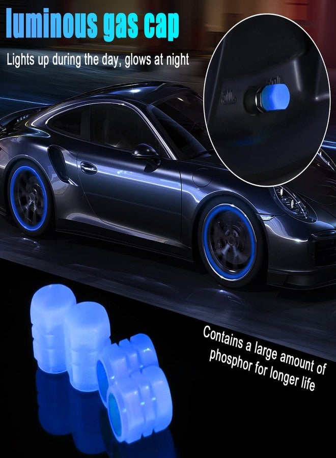 YALOK Tire Valve Stem Caps for Car, 4PCS Noctilucous Tire Air Caps Cover, Illuminated Auto Wheel Valve Stem Cap, Car Accessories Universal for Car, Truck, SUV, Motorcycles, Bike (Blue) - Image 3