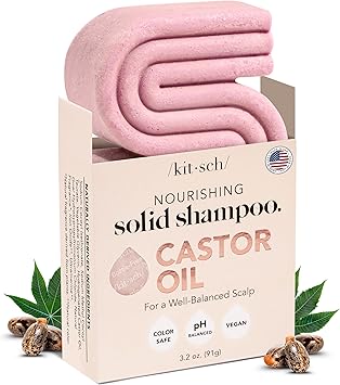 Kitsch Shampoo Bar Castor Oil Solid Bar Shampoo for Hydration Strengthening and Moisturizing Organic Castor Oil for Dull Dry Hair Vegan ParabenFree Hair Care Made in USA 32 oz - Image 1