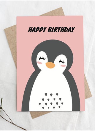 Happy Birthday Penguin Greeting Card