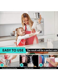 Zobano Zobano Baking Stainless Steel Shaker Sieve Cup Manual Flour Sifter with Measuring Scale Mark for Flour Icing Sugar  - Image 2