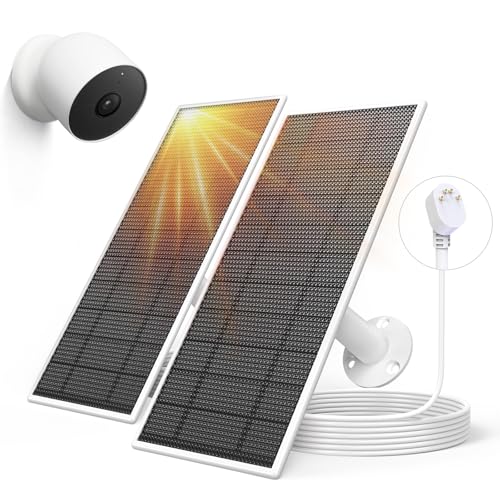 Aiobuvr Solar Panel for Google Nest Camera 5W Solar Power Charger for Nest Camera Outdoor or IndoorBattery Version 131Ft Fast Charging Cable IP66 Waterproof 2 Pack - Image 1