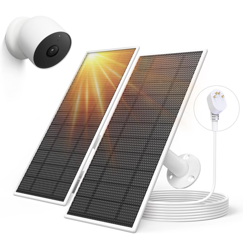 Aiobuvr Solar Panel for Google Nest Camera 5W Solar Power Charger for Nest Camera Outdoor or IndoorBattery Version 131Ft Fast Charging Cable IP66 Waterproof 2 Pack - Image 2