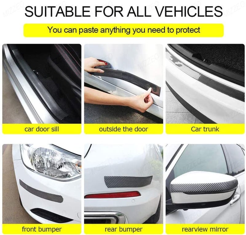 MIZZEO Car Sticker Carbon Fibre Rubber Door Entry Guards Scratch Cover Protector (Carbon Black, 5CM x 2.5M) Compatible with Toyota Innova (Type-IV) 2013-2015 - Image 5