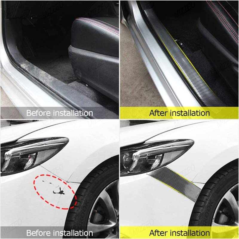 MIZZEO Car Sticker Carbon Fibre Rubber Door Entry Guards Scratch Cover Protector (Carbon Black, 5CM x 2.5M) Compatible with Toyota Innova (Type-IV) 2013-2015 - Image 4