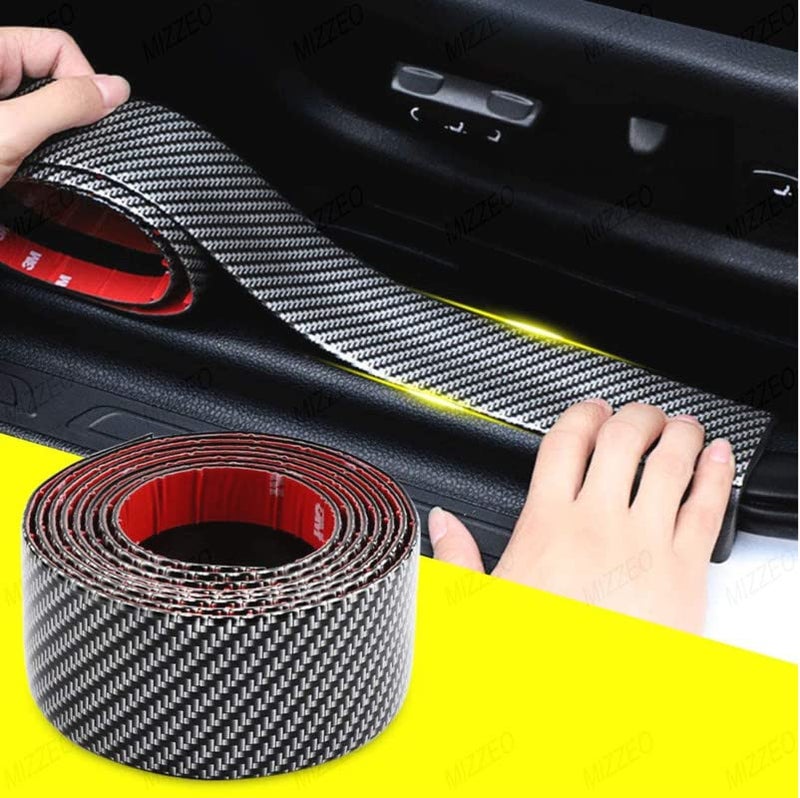 MIZZEO Car Sticker Carbon Fibre Rubber Door Entry Guards Scratch Cover Protector (Carbon Black, 5CM x 2.5M) Compatible with Toyota Innova (Type-IV) 2013-2015 - Image 1