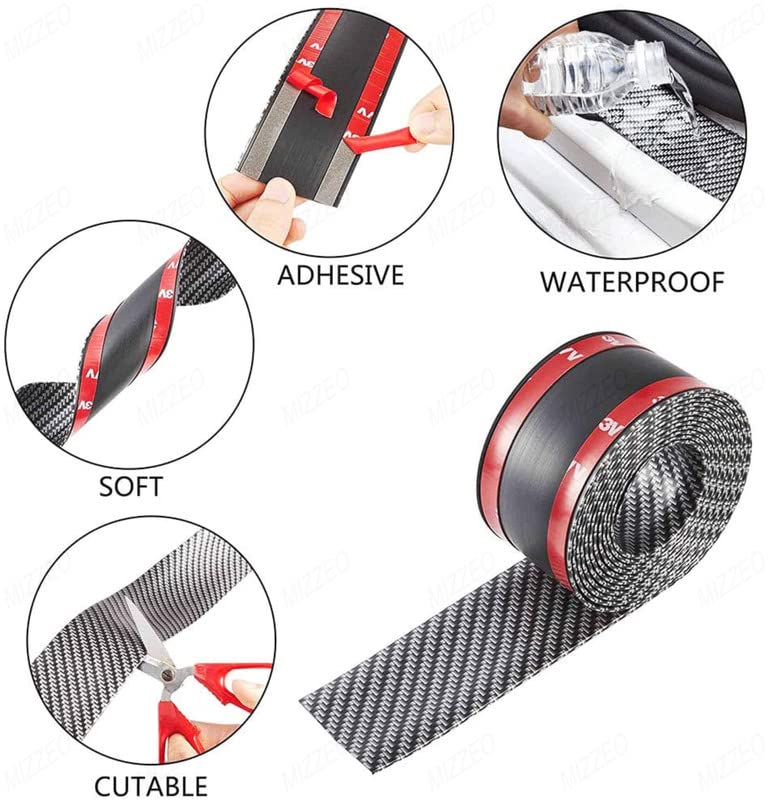 MIZZEO Car Sticker Carbon Fibre Rubber Door Entry Guards Scratch Cover Protector (Carbon Black, 5CM x 2.5M) Compatible with Toyota Innova (Type-IV) 2013-2015 - Image 2