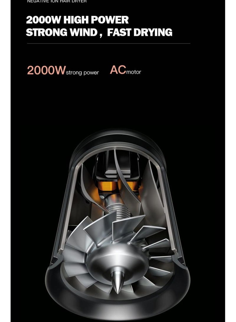 Professional Hair Dryer Negative Ion Hair Blower 2000W Powerful Hair Dryer Portable Blow Dryer for Women Man Hairstyles - Image 4