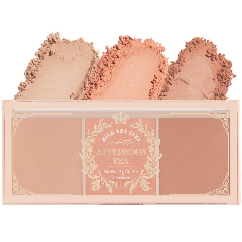I'M MEME Blusher Palette - Afternoon Tea_Milk Tea Time | Soft Pink, Peach, Lavender, 3 Shades Palette, Matte Powder, Face & Cheeks, For All Skin Tones, Powdery Finish, Lightweight Formula, 0.4 Oz - Image 1