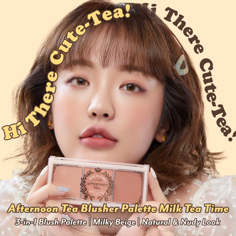 I'M MEME Blusher Palette - Afternoon Tea_Milk Tea Time | Soft Pink, Peach, Lavender, 3 Shades Palette, Matte Powder, Face & Cheeks, For All Skin Tones, Powdery Finish, Lightweight Formula, 0.4 Oz - Image 2
