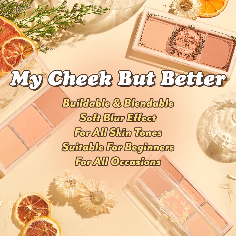 I'M MEME Blusher Palette - Afternoon Tea_Milk Tea Time | Soft Pink, Peach, Lavender, 3 Shades Palette, Matte Powder, Face & Cheeks, For All Skin Tones, Powdery Finish, Lightweight Formula, 0.4 Oz - Image 3