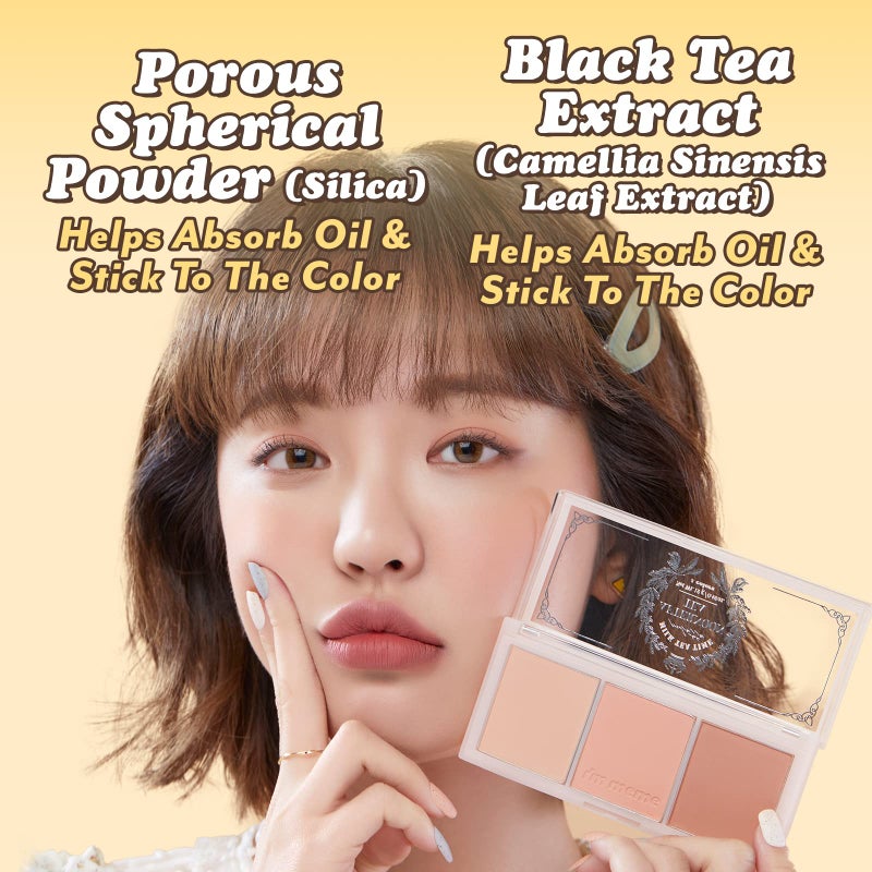 I'M MEME Blusher Palette - Afternoon Tea_Milk Tea Time | Soft Pink, Peach, Lavender, 3 Shades Palette, Matte Powder, Face & Cheeks, For All Skin Tones, Powdery Finish, Lightweight Formula, 0.4 Oz - Image 5