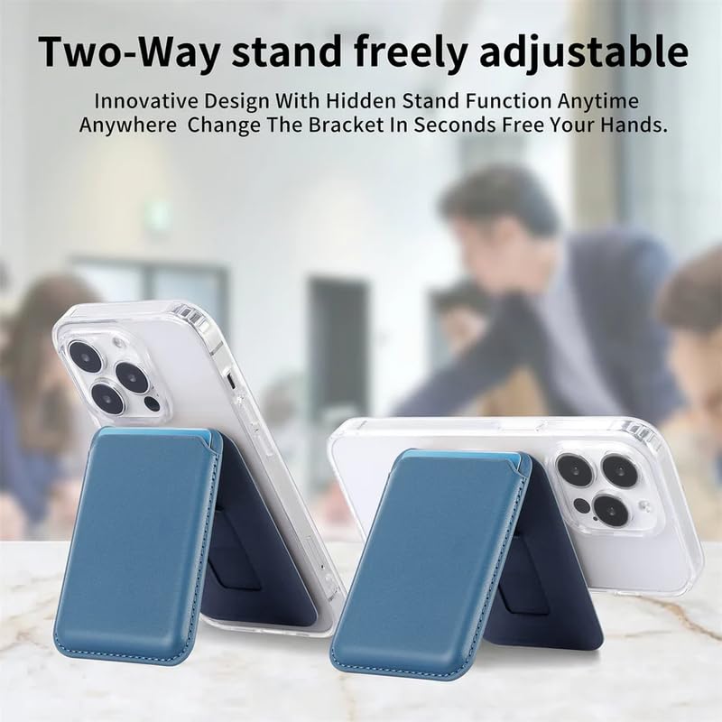 ClickCase Magnetic Wallet with Video Stand, Compatible with MagSafe Wallet with Kickstand, Card Holder for iPhone 17/16/15/14/13/12 Series (Blue) - Image 3