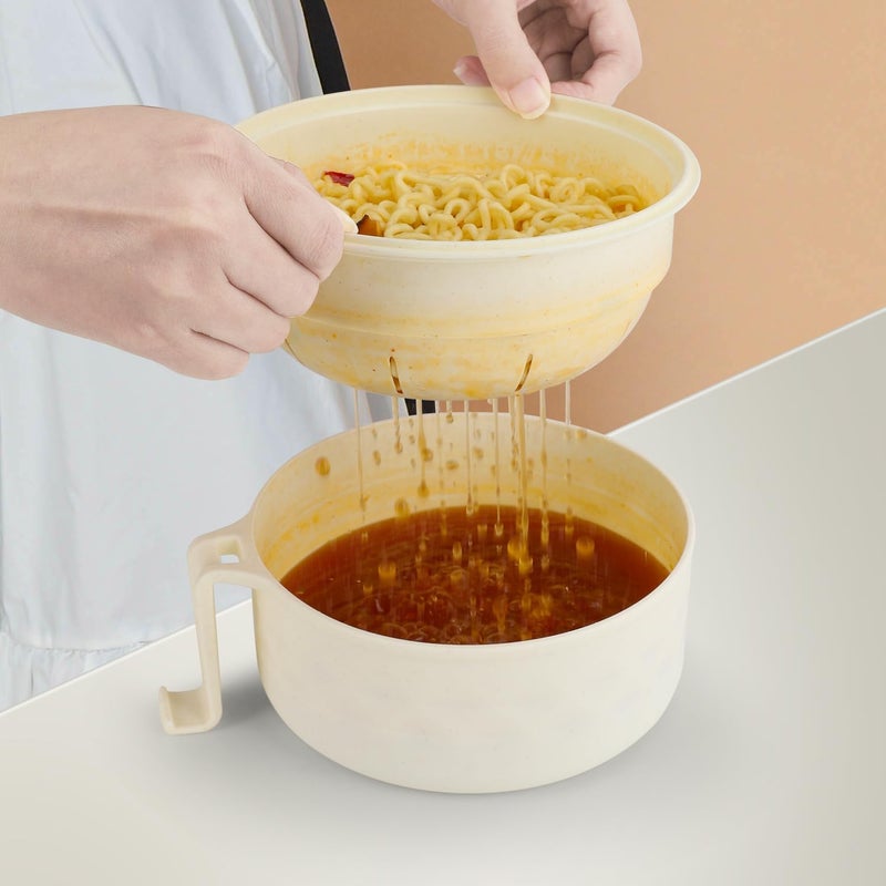 UUGLAM Ramen Bowl Set, Ramen Cooker 33 oz, Ramen Bowls with Chopsticks and Spoon, Microwave Pasta Cooker, College Dorm Essentials for Girls Guys (Beige) - Image 2