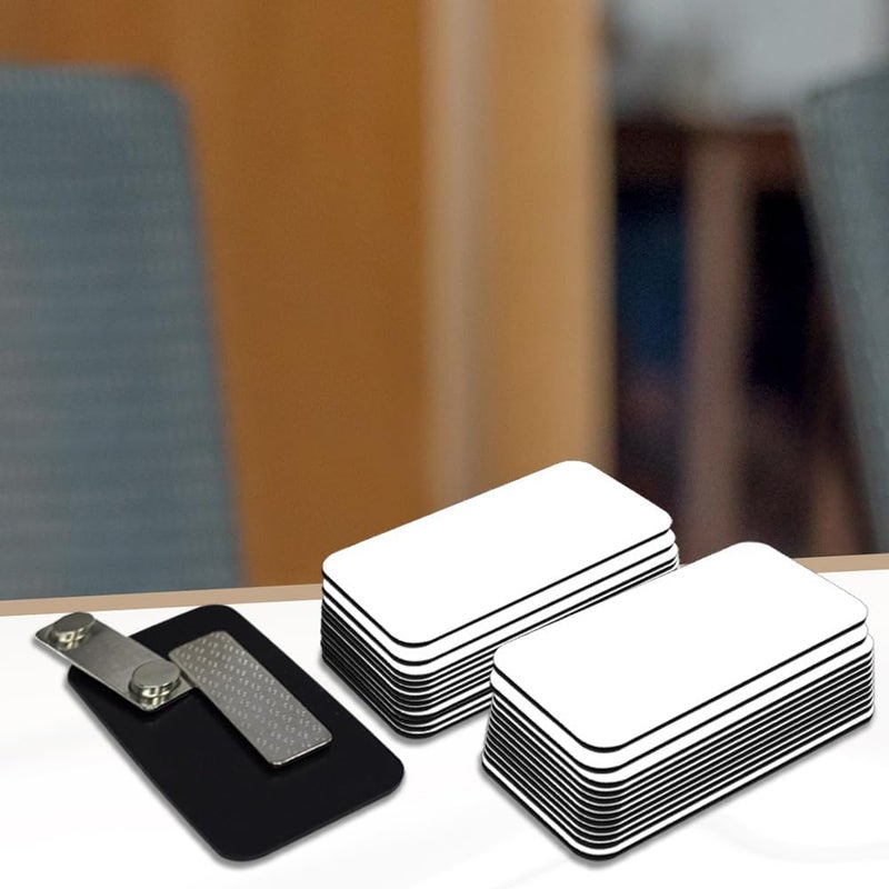 All Quality White Name Tag Blanks – 25 Pack, 1.5" x 3", Round Corners, Durable Plastic Badges with Magnetic Backing for Office & Events – Badges - Image 3