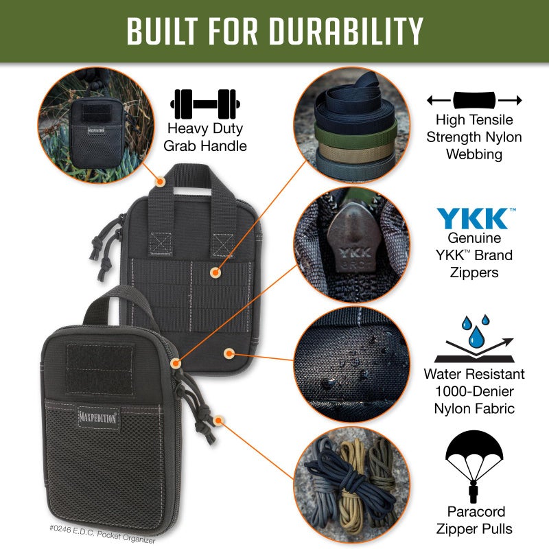 Maxpedition E.D.C. Pocket Organizer,Nylon (Black) 6"x1"x8" - Image 3