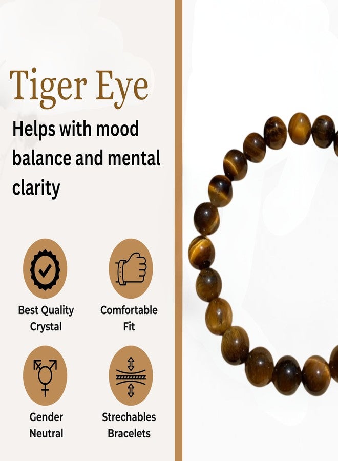 Blue bijoux Tiger Eye 8 MM Round Reiki Healing Crystal Stretch Bracelet | For Improving Focus And Concentration | Boosting Self-Confidence | Encouraging Growth And Learning | Men & Women - Image 3