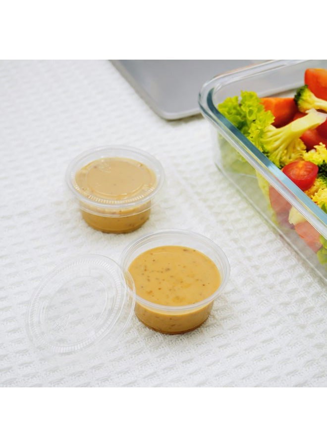 TashiBox Plastic Portion Cups with Lids [2 Ounce, 200 Sets] Disposable Plastic Cups for Meal Prep, Salad Dressing, Jellos Shot Cups, Souffle Cups, Condiment & Dipping Sauce Cups - Image 2