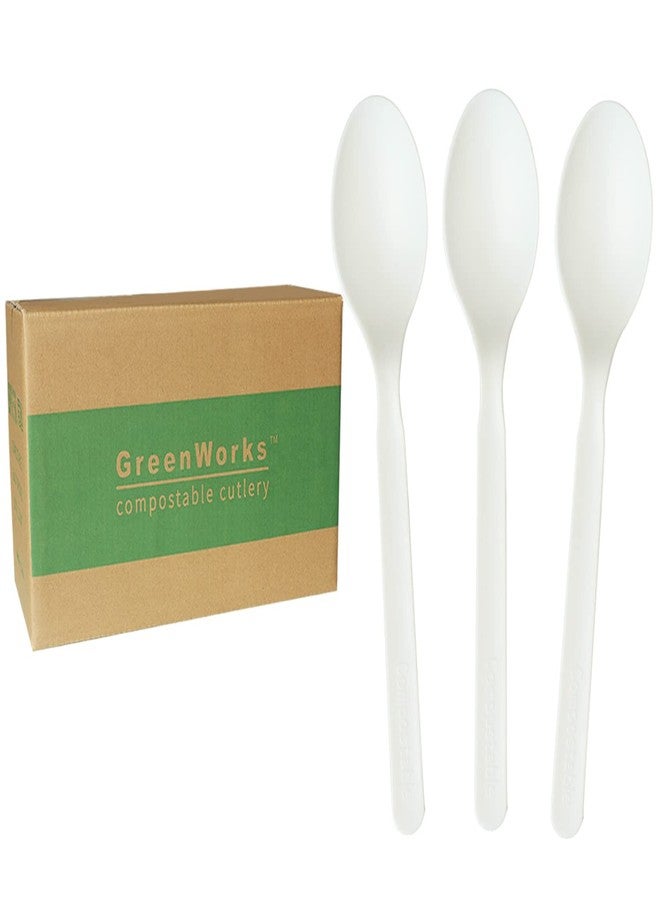 GreenWorks 1000 Count 6" Compostable Spoons,BPI Certified,Bulk Cutlery Utensils Spoon - Image 1