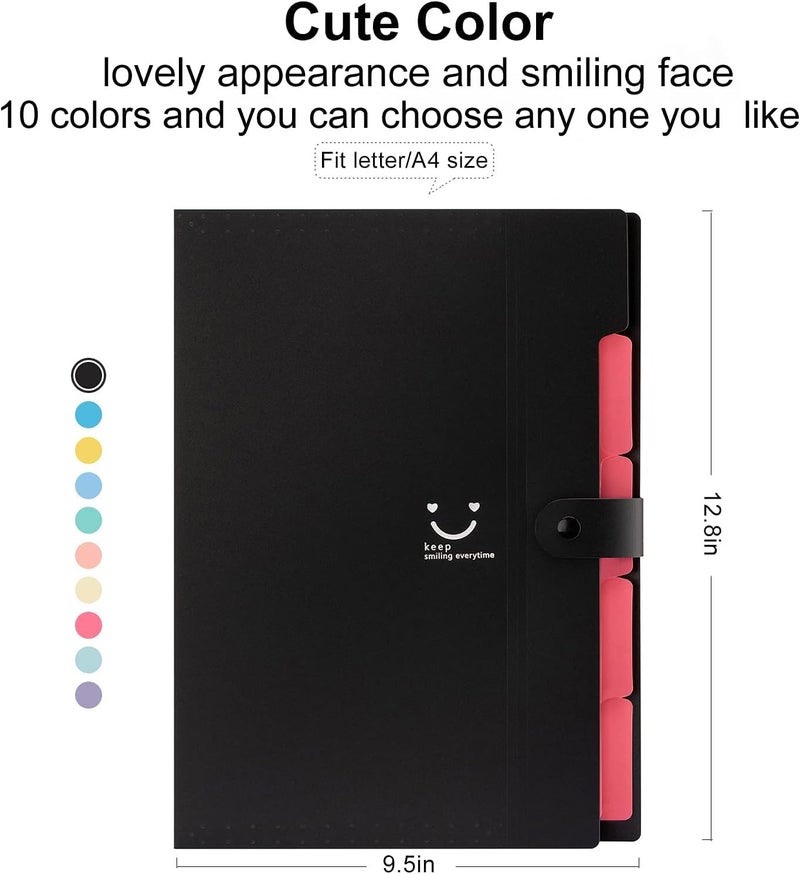 Corslet Expanding File Folder, Aesthetic Folders for School, Accordion File Organizer, Aesthetic Folder with Labels,5 Pockets Important Document Folders - Image 2