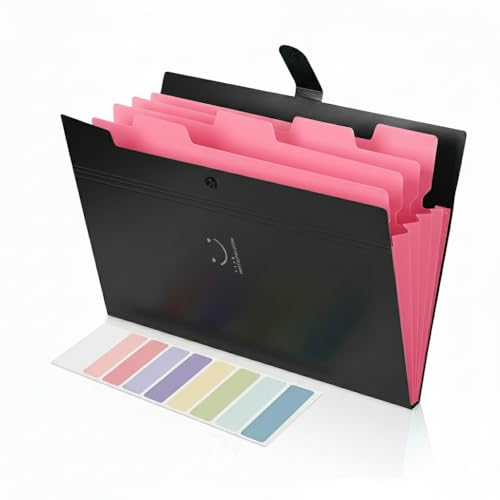 Corslet Expanding File Folder, Aesthetic Folders for School, Accordion File Organizer, Aesthetic Folder with Labels,5 Pockets Important Document Folders - Image 1
