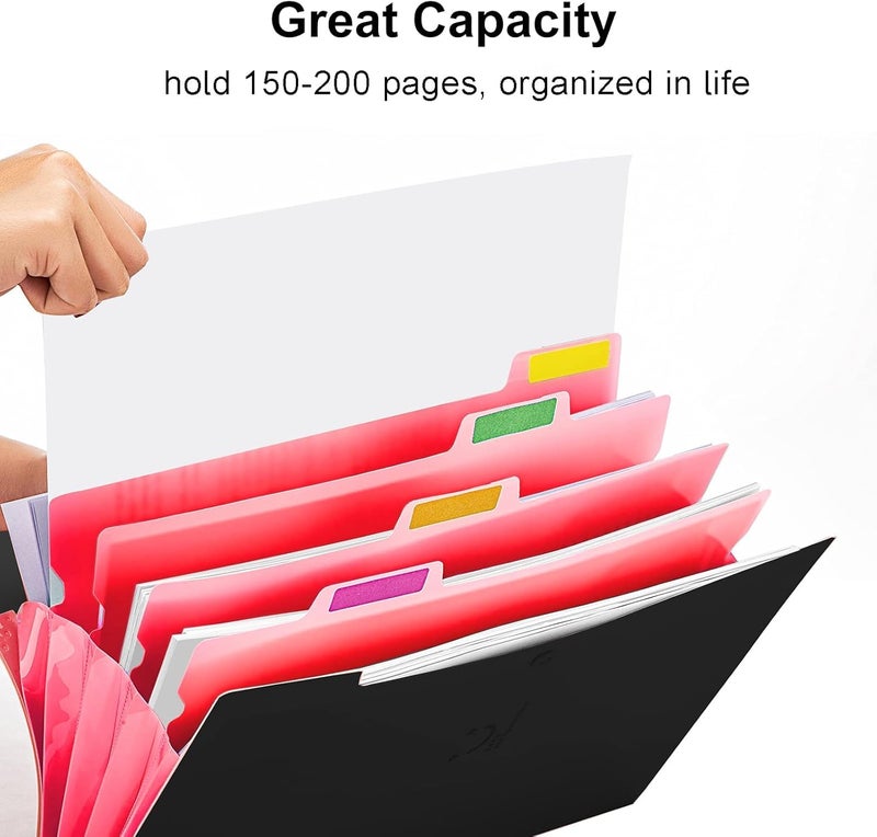 Corslet Expanding File Folder, Aesthetic Folders for School, Accordion File Organizer, Aesthetic Folder with Labels,5 Pockets Important Document Folders - Image 3