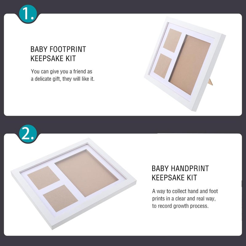 Newborn Prints Keepsake Frame Handprint and Footprint Photo Frame White Clay Art Kit for Memory Preservation Nursery - Image 5