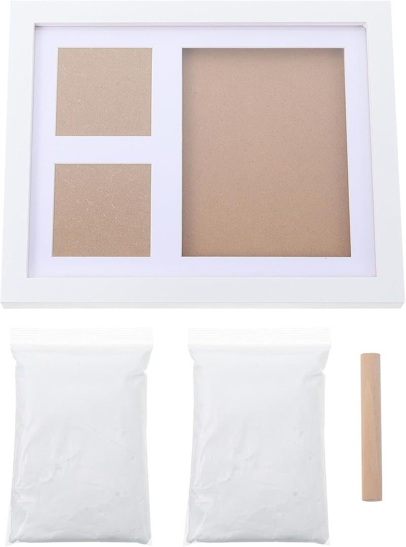 Newborn Prints Keepsake Frame Handprint and Footprint Photo Frame White Clay Art Kit for Memory Preservation Nursery - Image 1