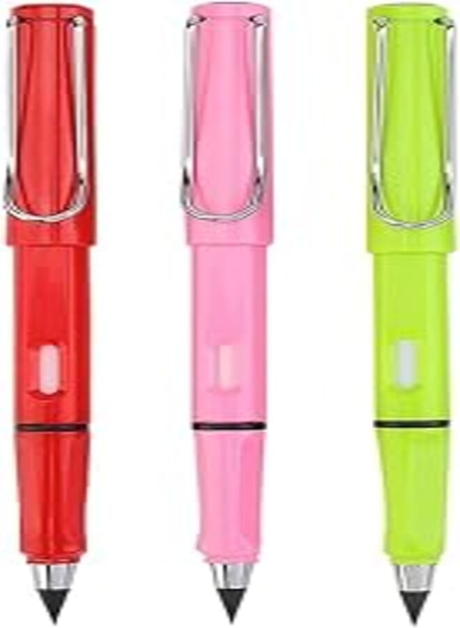 Everlasting Infinite Pencils Set of 3 Unbreakable Long Lasting No Sharpener Magical Pencils Inkless Lightweight Interesting Pencil for Writing and Drawing Unlimited Multicolor