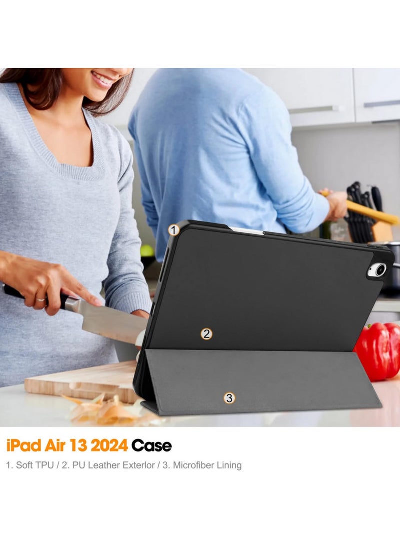 For 13Inch iPad Air 2024 case Model A2903 A2904 Shockproof Anti Fall TPU Leather Cover with Auto Sleep Wake Function Adjustable Stand 2 Viewing Angles Pen Slot - Image 5