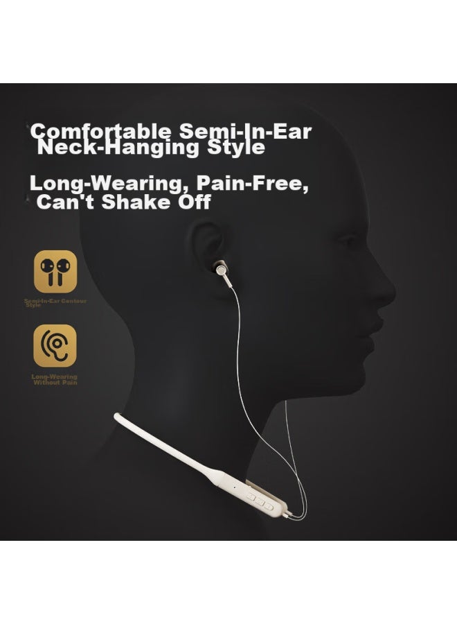 Ikf W1 S Neckband Bluetooth Earphones, In-ear Wireless Sports Earphones, Magnetic Running And Gaming Headphones, Low Latency, Lossless Sound Quality, Long Battery Life, Fitness, Waterproof, Sweat-resistant, Cloud White - Image 5