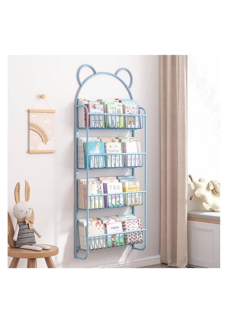 4-layer wall mounted bookshelf, iron bookshelf display storage organizer bookshelf bookshelf CD, film and book shelf  - Image 1