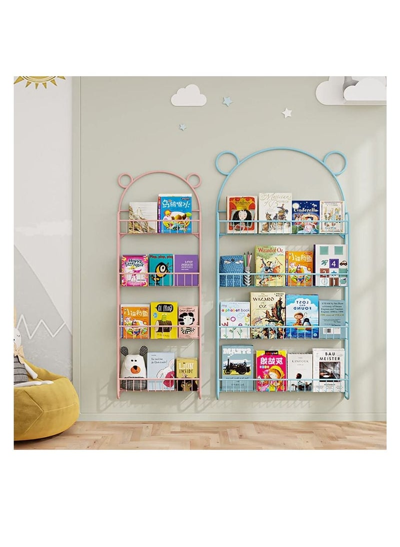 4-layer wall mounted bookshelf, iron bookshelf display storage organizer bookshelf bookshelf CD, film and book shelf  - Image 5