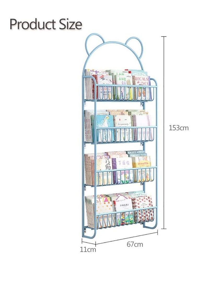 4-layer wall mounted bookshelf, iron bookshelf display storage organizer bookshelf bookshelf CD, film and book shelf  - Image 2
