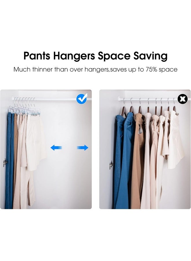 HOUSE DAY HOUSE DAY 12 Pack 14 inch Clear Plastic Skirt Hangers with Adjustable Clips, Pants Hangers 360-Rotating Swivel Hook, Clip Hangers for Pants, Trousers, Skirts, Jeans, Bulk Plastic Hangers with Clips - Image 4
