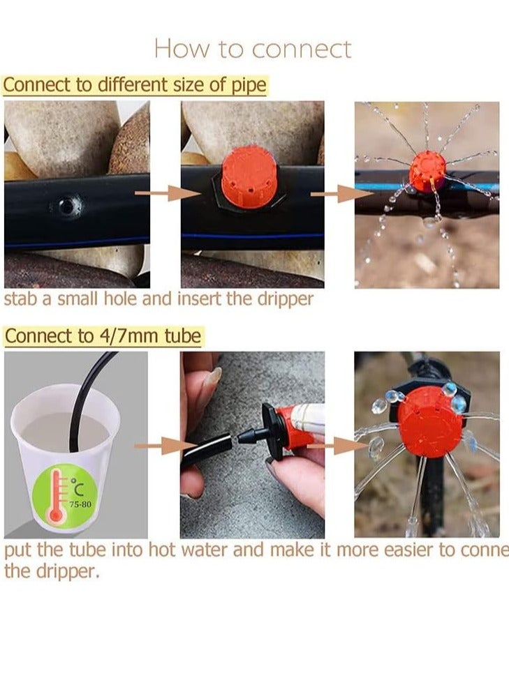 معرض الأعياد حديقة الري التغشية تدفق صغير المنقط بالتنقيط رئيس 1/4 بوصة قابل للتعديل البخاخ الفوهات الدعاوى حديقة مياه التبريد رذاذ فوهة الرش دعوى بالتنقيط الري (100 قطعة رأس بالتنقيط) - Image 4