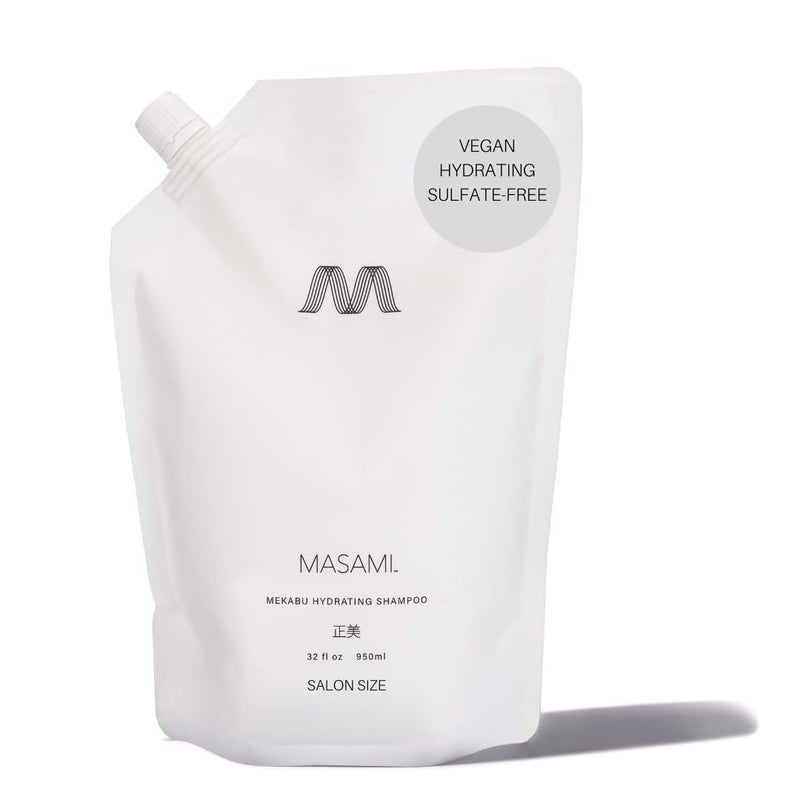 MASAMI Mekabu Hydrating Shampoo 32 oz Refill Pouch | Sustainable & Recyclable | Salon Quality | Color Safe | Sulfate, Paraben & Phthalate Free | All Hair Types & Textures
