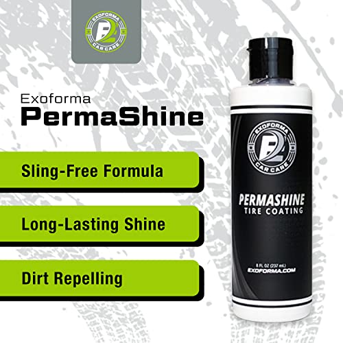 ExoForma PermaShine Tire Coating & Dressing - Extreme High Shine & Durability - Long-Lasting Acrylic Anti-Stick No-Sling Protection - Won’t Wash Off - Dries Fast to The Touch - 8 fl oz - Image 2