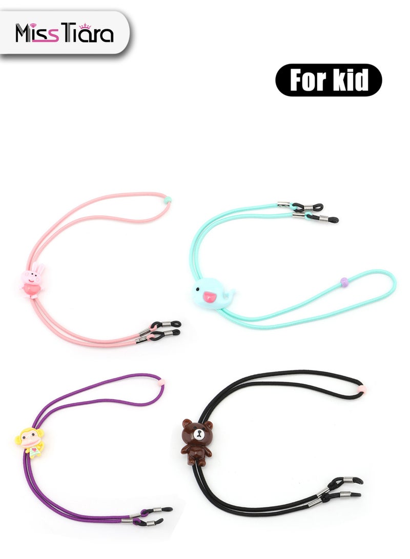 MissTiara 4-Piece Elastic Eyeglass Ropes with Animal Cartoon Pattern for kids  - Image 1
